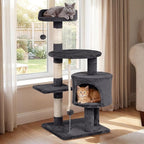 Tangkula 36 Inch Cat Tree Tower, Multi-Level Cat Tower with Condo, Top Perch, Sisal Scratching Posts & Hanging Rope, Spring & Hanging Balls, Climbing Platforms for Indoor Cats and Kittens (Dark Gray)
