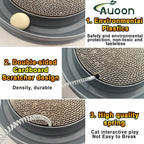 AUOON Cat Scratcher Toy with Ball Track - 3 in 1 Interactive Cat Toy, Cat Scratch Pad with Cat Ball Toy and Plush Cat Mouse Toy for Indoor Cats and Kittens (Gray)