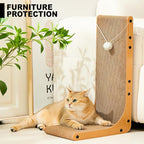 Cardboard Cat Scratcher, 23.6 Inch Cardboard Cat Scratching Post with Fuzzy Ball, Reversible Scratching Pad for Indoor Cats