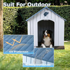LEMBERI Durable Waterproof Plastic Dog House for Small to Medium Sized Dogs, Indoor Outdoor Doghouse with Air Vents and Elevated Floor, Easy to Assemble (Blue, 33.5" L x 31.5" W x 33.9" H)