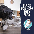 goDog Checkers Elephant Tough Plush Toy with Chew Guard Technology, Durable Checkered Fabric & Squeaker for Active Play, Gray, Large