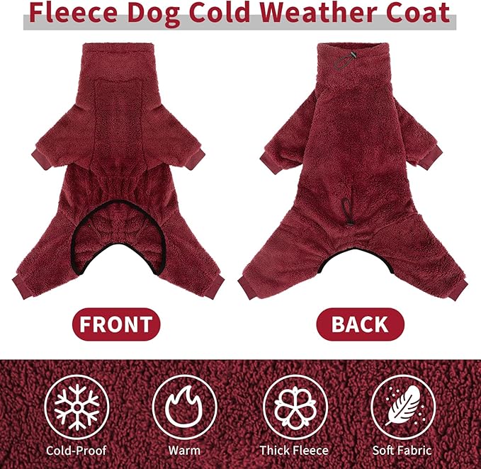 Dog Winter Coat Soft Pullover Pajamas, Warm Dogs Cold Weather Coats Fleece Coat, Cozy Dog Winter Jacket Windproof Fullbody Jumpsuit Onesie Fleece Sweater Clothes Apparel for Dogs