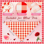 Abbylike 50 Pcs Valentines Day Plaid Dog Bandanas Bulk Pink Red Bandanas for Dogs Triangle Kerchief Bibs Scarf for Pet Romantic Costume Photo Props Accessories Pet Shops Groomers (25.6 x 17.7 x 17.7)