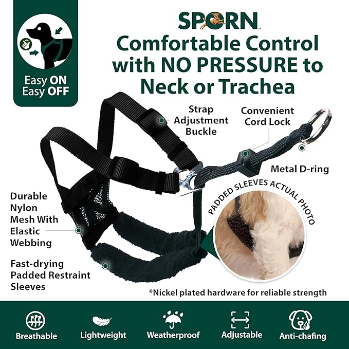 SPORN Non- Pull Mesh Harness, Black, Extra Large