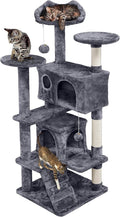 Topeakmart 54in Cat Tree, Cat Tower w/Large Cat Condo Scratching Posts and Perch, Cat Stand House Furniture, Dark Gray