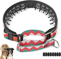 Mayerzon No Pull Dog Prong Collar Martingale, Personalized Pinch Collar with Geometric Patterns for Large Medium Small Dogs for Walking Training Festival, Easy to Use(M, Ethnic Green)