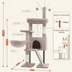 Cat Tree for Indoor Cats, Cat Tower with Scratching Post for Small Cats and Kittens, Cat House with Removable Top Platform and Fluffy Balls, Hanging Cat Basket, Mushroom GCT006SMU