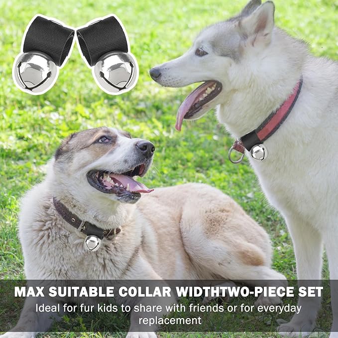 SCENEREAL Large Bell for Dog Collar, 2 Pack 1" Extra Loud Collar Bells for Cats and Dogs Training, Hiking, Walking, Hunting, Pet Tracker, Pet Bell for Save Wildlife and Birds Silver