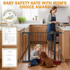 Baby Gate for Stairs, 29.7-43" Auto Close Dog Gate for Doorways & Hallways, Pressure Mounted Pet Gate with Walk Thru Door, Easy Install Safety Gate for Children & Pets, No Drilling, Dual-Lock Design