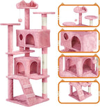 Topeakmart 61in Cat Tree for Indoor Cats, Cat Tower with Scratching Posts Spacious Perch & Platform for Kittens, Pink