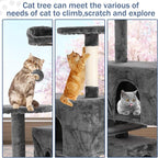 Cat Tree 70 Inches Cat Tower for Indoor Cats Multi-Level Cat Condo with Litter Box Enclosure,Scratching Posts for Indoor Cats (Ashy)