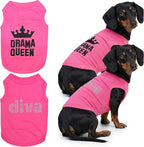 Parisian Pet 2 Pack Dog Shirts – 100% Cotton Pink Shirts for Large Dogs Girl – Sleeveless Diva and Drama Queen Dog Clothes – Breathable Summer Pet Apparel - Stretchy and Stylish T Shirts for Dogs