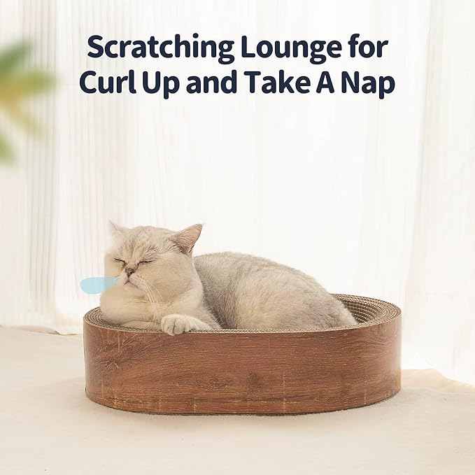MeowHaus Cat Scratcher Nest, Oval Design for Cats, Corrugated Paper, Indoor Sleeping Bed, 1.32 lbs