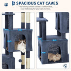 Blue 61" Heavy Duty Cat Tree for Large Indoor Cats & Maine Coon, Fresh Multi-Level Cat Tower with Extra Large Perch, 2 Spacious Condos, Natural Sisal Scratching Posts & Interactive Toys
