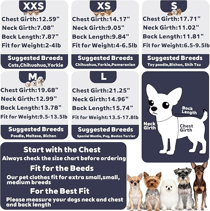 Fleece Dog Pajamas Winter Warm Dog Sweater for Small Dogs Thermal Soft Puppy Pjs Coat Stretchy Jumpsuit Doggie Pet Clothes Outfits Cat Apparel (Navy Blue, Small)