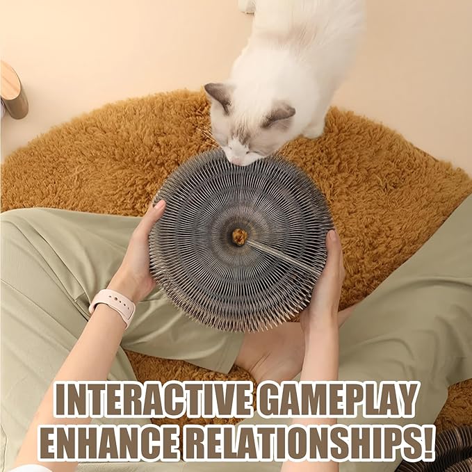 Magic Organ 2PC Cat Scratch Board, Cat Toy with Bell, Foldable Magnetic Corrugated Paper Circular