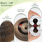 Organlada Cat Scratcher Cardboard with Bell-Ball, Foldable Slinky Cat Scratch Pad, A Magic Organ Cat Butler Toy for Cat Scratching, 1pcs