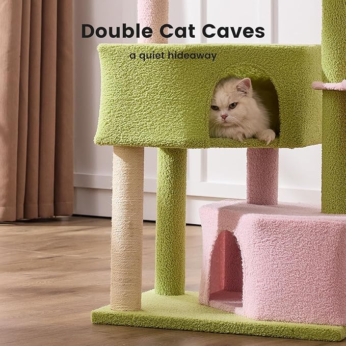 Gardner Pet 41" Cat Tree for Medium-Large Cats, Heavy Duty Cat Trees Pink Cat Towers with 2.8in Posts, Easy to Assembly