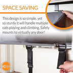 K&H Pet Products Hangin Cat Tree Condo 3 Level Door Mounted Cat Furniture, Space Saving, Mesh Level, Peep Holes, Interconnecting Levels, Collapsible, Tool-Free Assembly - Gray - Fits Doors <80in H
