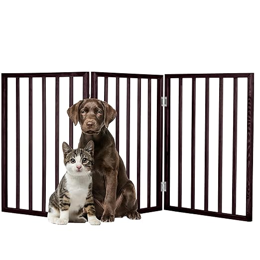 3-Panel Indoor Foldable Dog Fence for Stairs, Hallways, or Doorways - 54x24-Inch Wood Freestanding Dog Gates by PETMAKER (Brown)