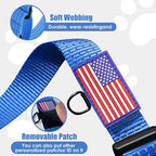 Martingale Dog Collar, Reflective No Pull Training Collar with Quick Release Buckle & USA Flag, Heavy-Duty Nylon, Adjustable for Small Medium Large Dogs (M,Blue with Flag