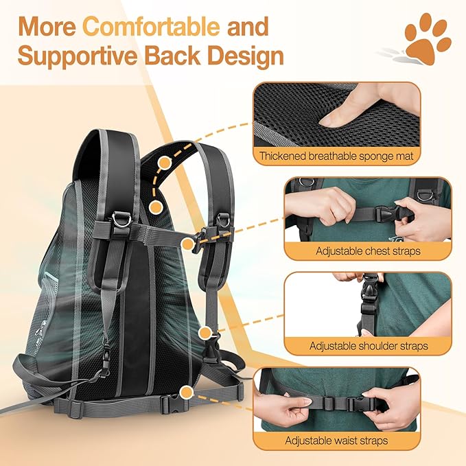 YUDODO Dog Front Carrier Backpack with Sunshade Hood, 2 Head-Out (Front & Side) Breathable Pet Carrier for Small Dog, Ventilated Doggy Backpack for Hiking Outdoor (Upgraded – Black, M)