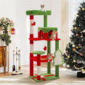PETEPELA Christmas Cat Tree for Indoor Cats, 5-Level Cat Tower with Large Hammock (20"x 16"), Cozy Condo and Scratching Posts, 56.3" Tall Cat House with Big Top Perch & Christmas Tree Scratching Pad