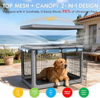 Dog Crate Cover, Heavy Duty Waterproof Abrasion-Resistant and Scratch-Resistant Knife-Scraped Fabric with Breathable Mesh & Detachable Sunshade, Dog Cage Cover Universal Fit for Wire Crates (42-Inch)