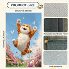 Nuxovilar Cat Scratching Mat 15.3x23.6 Inches Polyester Synthetic Fiber, Jumping Orange Cat & Butterflies Print, wall Scratcher, Scratch pad, Home Decor, Bedroom, Patio (2pcs)
