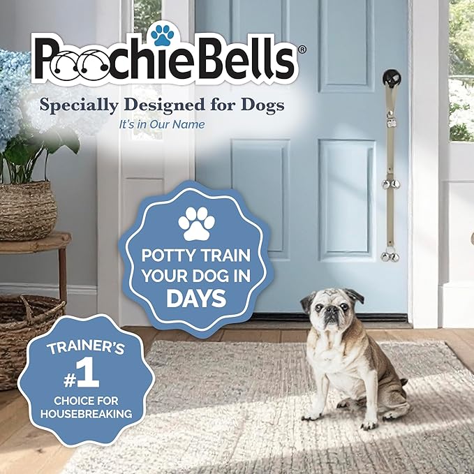 PoochieBells Dog Door Bells for Potty Training, Quick & Easy Puppy Potty Training Method Included, Handcrafted in USA with Loud, Paw-Safe Bells, Espresso