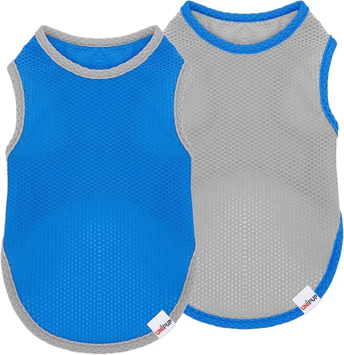 2 Pack Cooling Shirts for Dogs, Lightweight Mesh Breathable Dog Shirt for Small Dogs Boy, Sun-Protection Sleeveless Shirts for Dog&Cat Puppy Vest Pet Apparel P23ST00602L