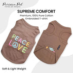 Parisian Pet Dog Shirt - 100% Cotton Peace Love Shirts for Large Dogs - Sleeveless Pet Clothes - Lightweight Dog T Shirts - Breathable Puppy Clothes - Stretchy Unisex Dogs Apparel