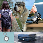ADITYNA Cotton Dog Collar with AirTag Holder - Heavy-Duty Metal Buckle, Breathable, Easy Adjustable for Large & Extra-Large Breeds - for Walking, Training (Ocean Breeze, Fits 19-30" Necks)