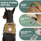 BUMBIN Tactical Dog Harness for Large Dogs No Pull, Famous TIK Tok No Pull, Fit Smart Reflective Pet Walking Harness for Training, Adjustable Dog Vest Harness with Handle Brown L