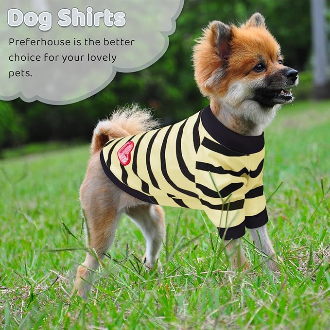 Dog Striped T-Shirts for Small Dogs Cats, Dog Vest Pet Apparel Tee Shirts Spring Summer Suitable for Small and Medium Large Pets French Bulldog Bichon, Rose XS