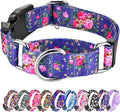 Hikiko Martingale Collar for Dogs Girl Dog Collars for Small Medium Large Dogs with Cute Female No Pull Dog Collar（Blue Rose,Small）