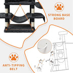 68.5 in Multi-Level Cat Tree for Indoor Cats Large Adult Heavy Duty Cat Tower for Large Cats with 2 Condos/Plush Perches/Sisal Scratching Posts/Hammocks/Basket/Dangling Balls, #2604 Dark-Grey