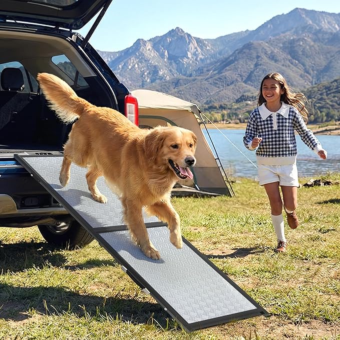XLarge Dog Ramp for Car, SUV & Truck – Joint & Spine Relief, Anti-Slip Surface, Heavy-Duty, Stable, Up to 200 lbs