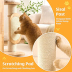 HITTITE Solid Wood Cat Tree Tower with Scratching Post, 64 Inches Tall Cat Towers with Scratching Board, Modern Cat Tower with Space Capsule and Removable Top Bed for Indoor Cats