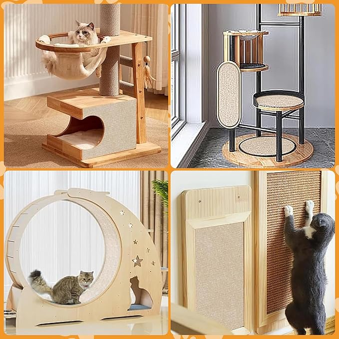 78”x15.8” Trimmable Cat Scratching Post Carpet Cover Cat Scratcher Mat Self-Adhesive Tree Shelves Replacement Parts Mat Cat Scratcher Couch Furniture Protector for Indoor Cats (78.8"*15.8",Dark Grey)