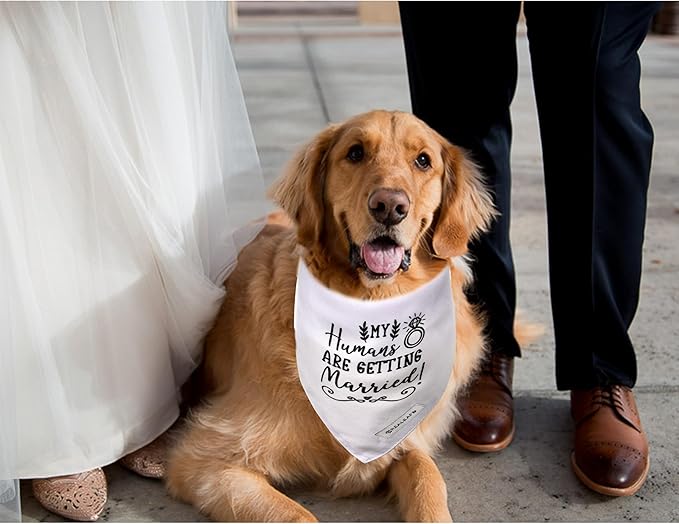 Realeaf Engagement Gift, My Humans are Getting Married Dog Bandana, Dog Wedding Outfit for Boy and Girl, Premium Durable Fabric, Dog Engagement Announcement for Small and Medium Dogs Pets (Small)