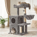 Cat Tree Tower for Indoor Cats, 36-inch Adult Cat Tree House for Large Adult Cats with Steps, Scratching Post, 2 Cat Condo, Dangling Toys, Light Grey