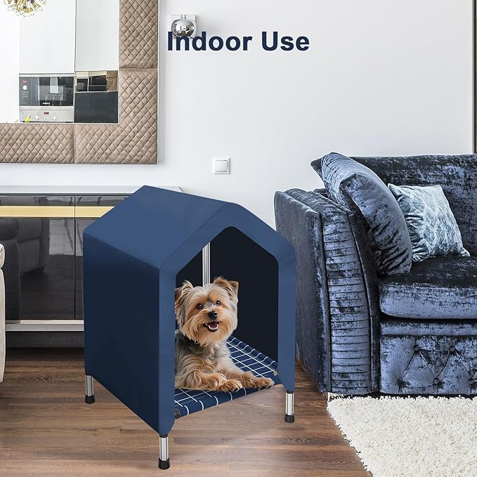 2 in 1 Elevated Dog House - Rainproof Dog Tent Cat House, Dog Sunshade Tent, Pet House - Ventilated Elevated Floor, Raised Pet Shelter for Small