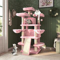 MUTICOR 68 Inches Multi-Level Large Cat Tree Tower with Condo/Cozy Plush Perches/Sisal Scratching Posts and Hammocks/‌Feline Activity Center Play House/Wide Base/Pink