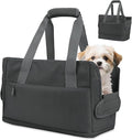 Dog Purse Carrier for Small Dogs Under 10 lbs with Pockets Adjustable Soft Sided Pad Extendable Dog Carriers Tote for Puppies with Safety Leash Clip for Travel Shopping (Dark Gray)