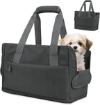 Dog Purse Carrier for Small Dogs Under 10 lbs with Pockets Adjustable Soft Sided Pad Extendable Dog Carriers Tote for Puppies with Safety Leash Clip for Travel Shopping (Dark Gray)