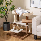 PETSITE 28-inch Small Cat Tree, Multi-Level Modern Cat Tree Tower with Sisal Scratching Posts, Multiple Jumping Platforms, and Soft Spacious Top Perch, Ideal for Elder Cats