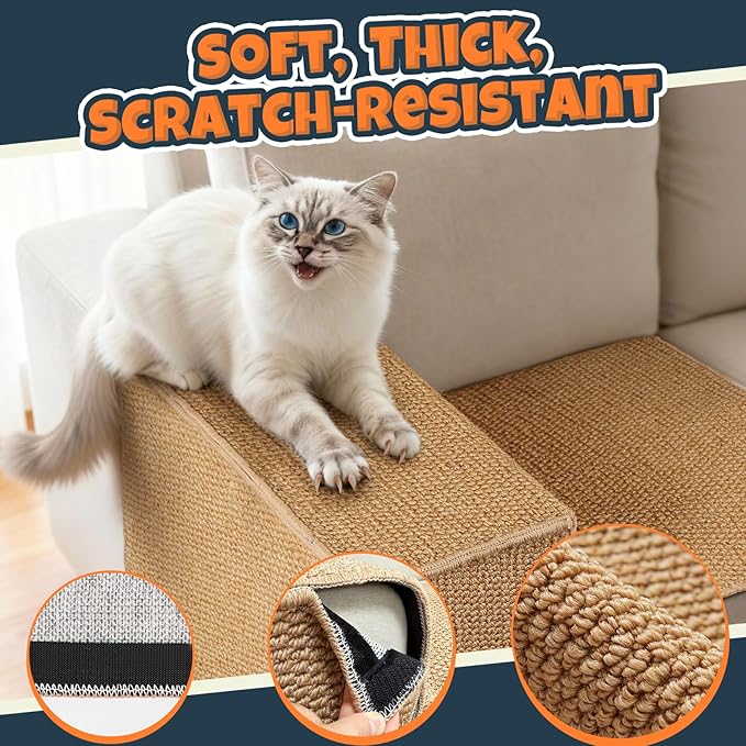 Cat Scratcher Couch Protector - Couch Corner & Armrest Protectors for Cats, Furniture Sofa Protector from Cat Claws Scratch
