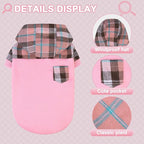 Plaid Dog Hoodie - Warm Sweatshirt with Hat & Leash Hole, Soft Fleece Pullover for Small to Large Dogs