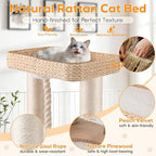 EMUST Luxury Modern Cat Tree Tower 50IN - Heavy-Duty Multi-Level Cat Condo with Extra-Large Hand-Woven Rattan Bed & Thickened Scratching Post for Indoor Cats Large Adult